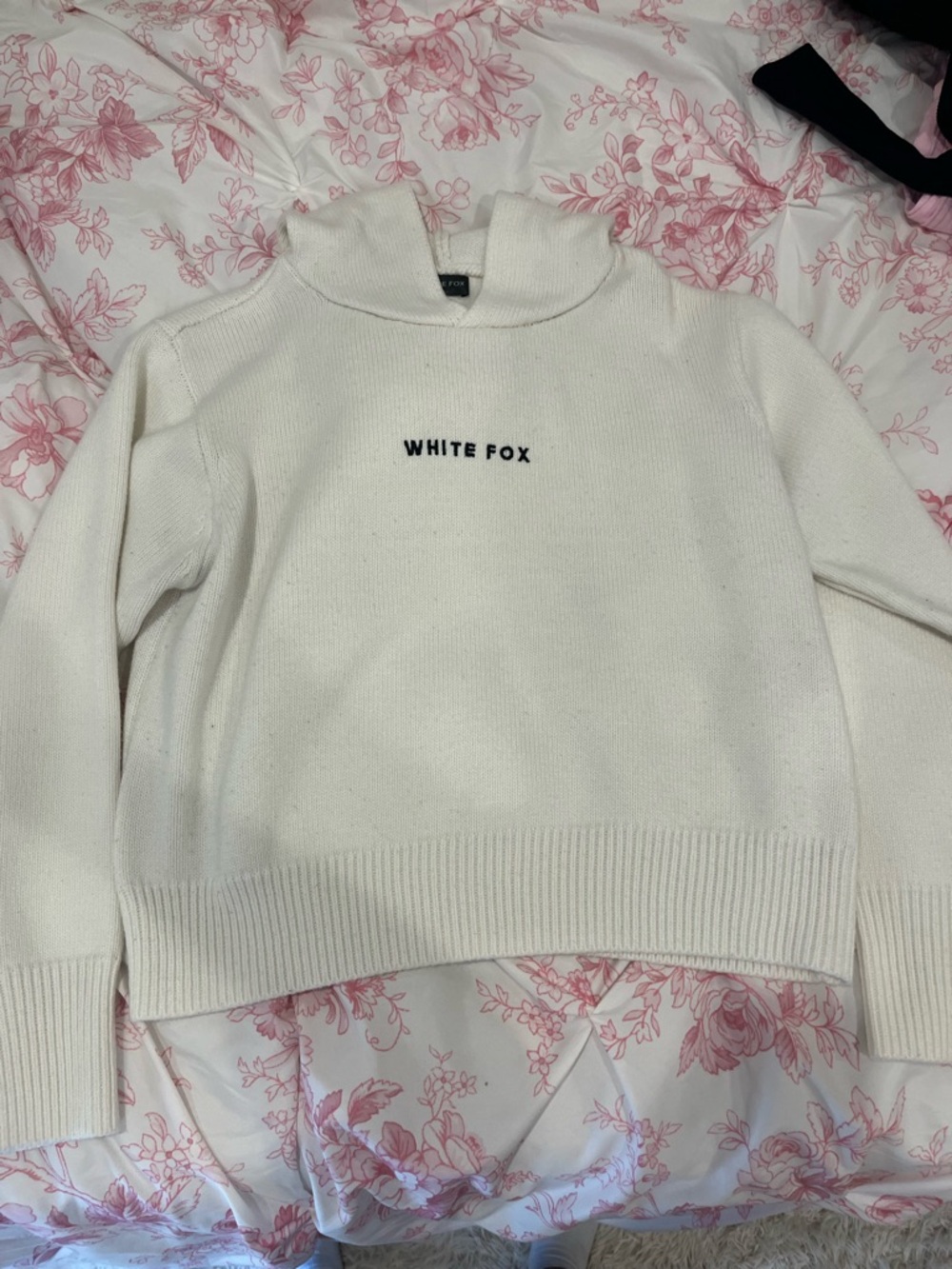 White Fox Boutique Cream Turtleneck Logo Sweater